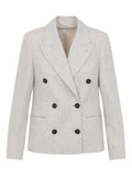 Beige Notched Lapel Blazer 1