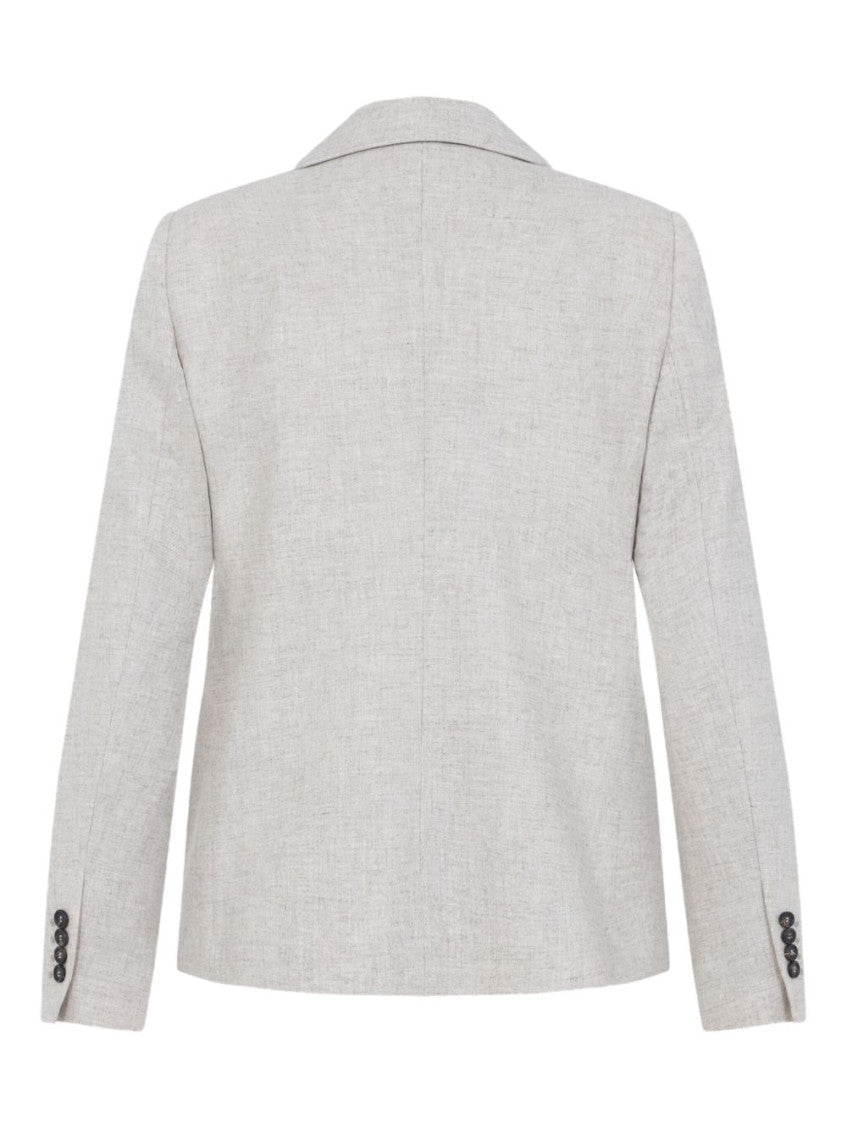 Beige Notched Lapel Blazer 2