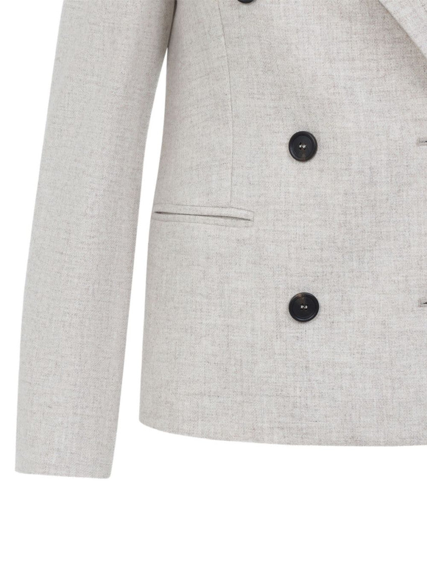 Beige Notched Lapel Blazer 3