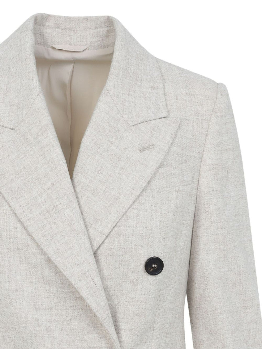 Beige Notched Lapel Blazer 4