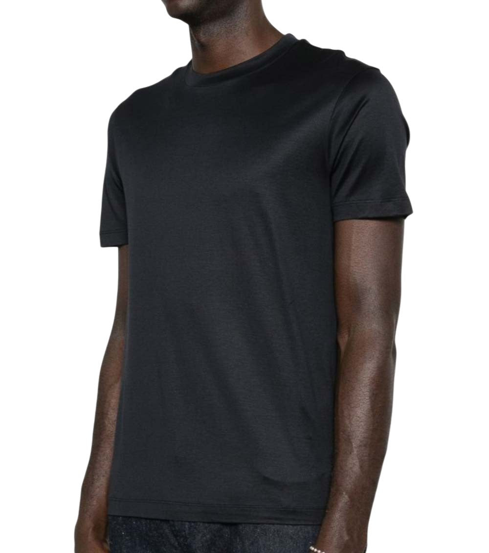 Blue Solid Crew Neck T-Shirt 2