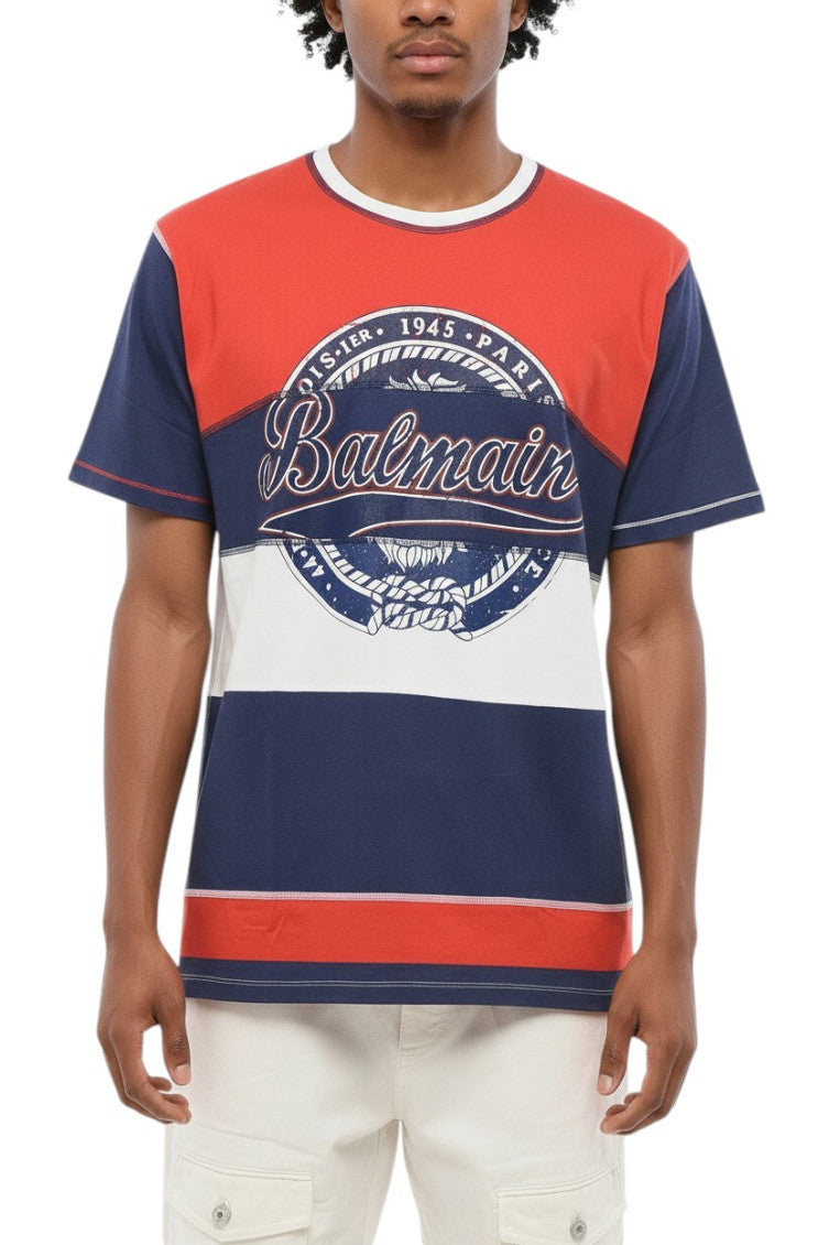 Multicolor Color Block Crew Neck T-Shirt 1