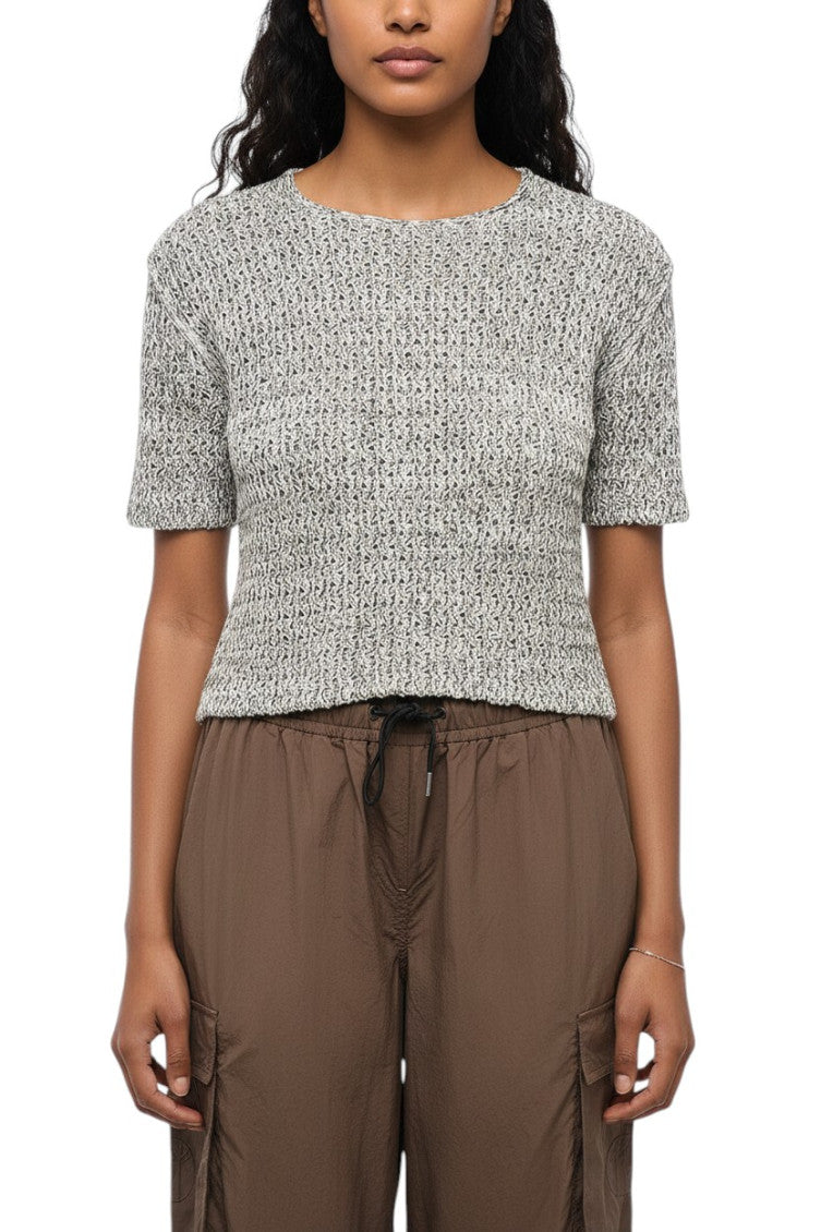 Grey Knitted Crew Neck T-Shirt 1