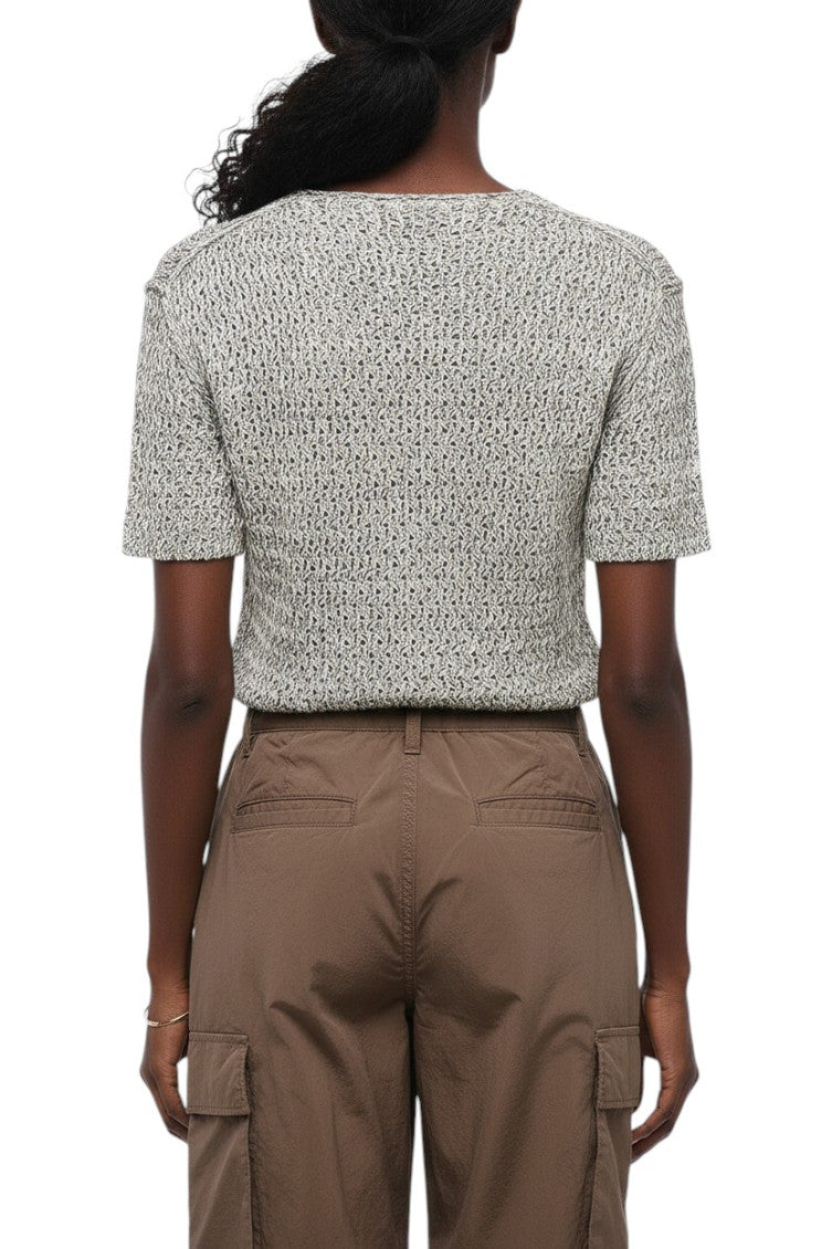 Grey Knitted Crew Neck T-Shirt 2