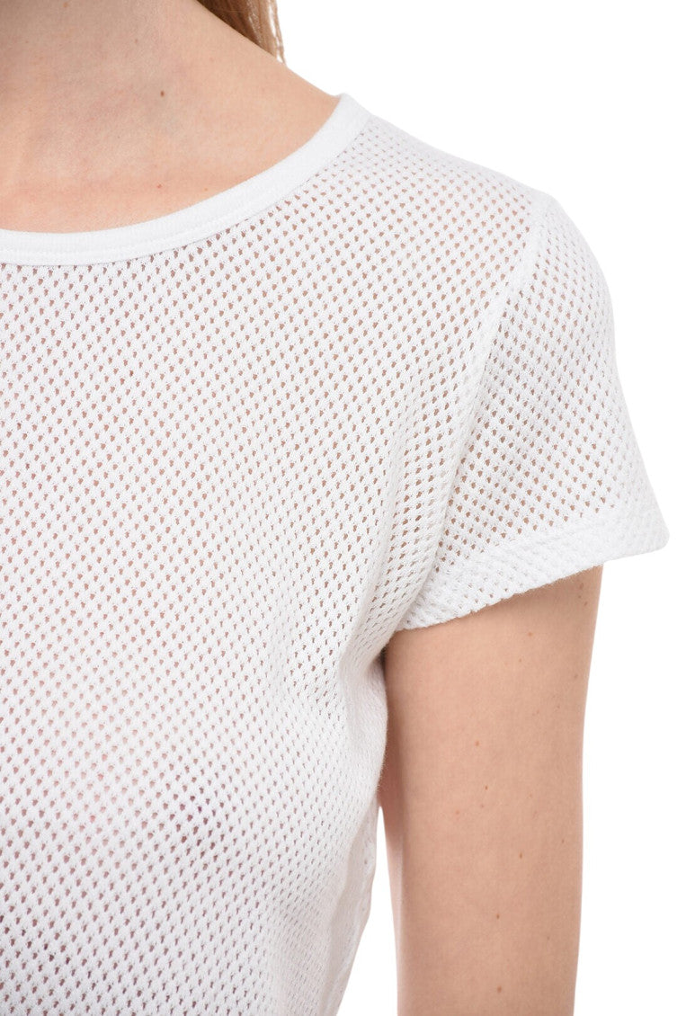 White Perforated Crew Neck T-Shirt 3
