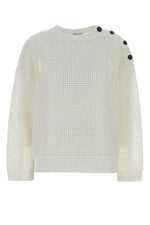 White Knitted Crew Neck Sweater 1