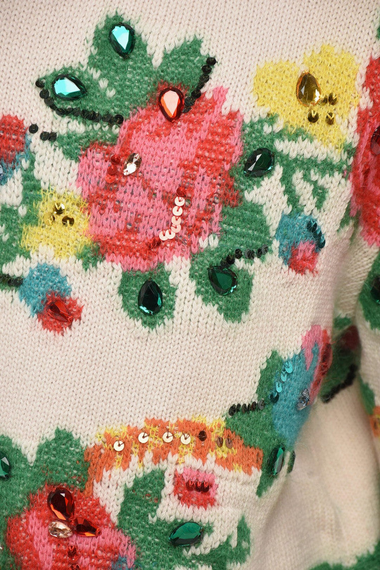 Multicolor Floral Crew Neck Sweater 3