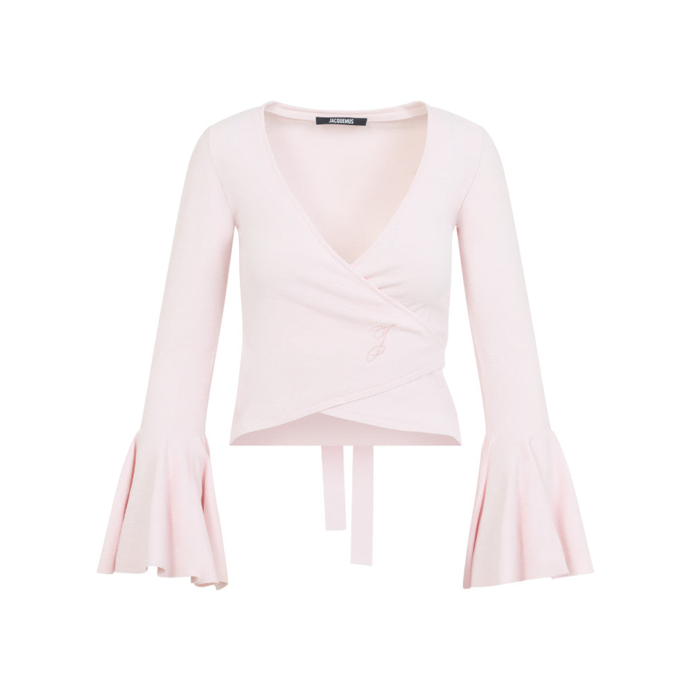 Light Pink Solid V Neck Sweater 1