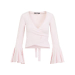 Light Pink Solid V Neck Sweater 1
