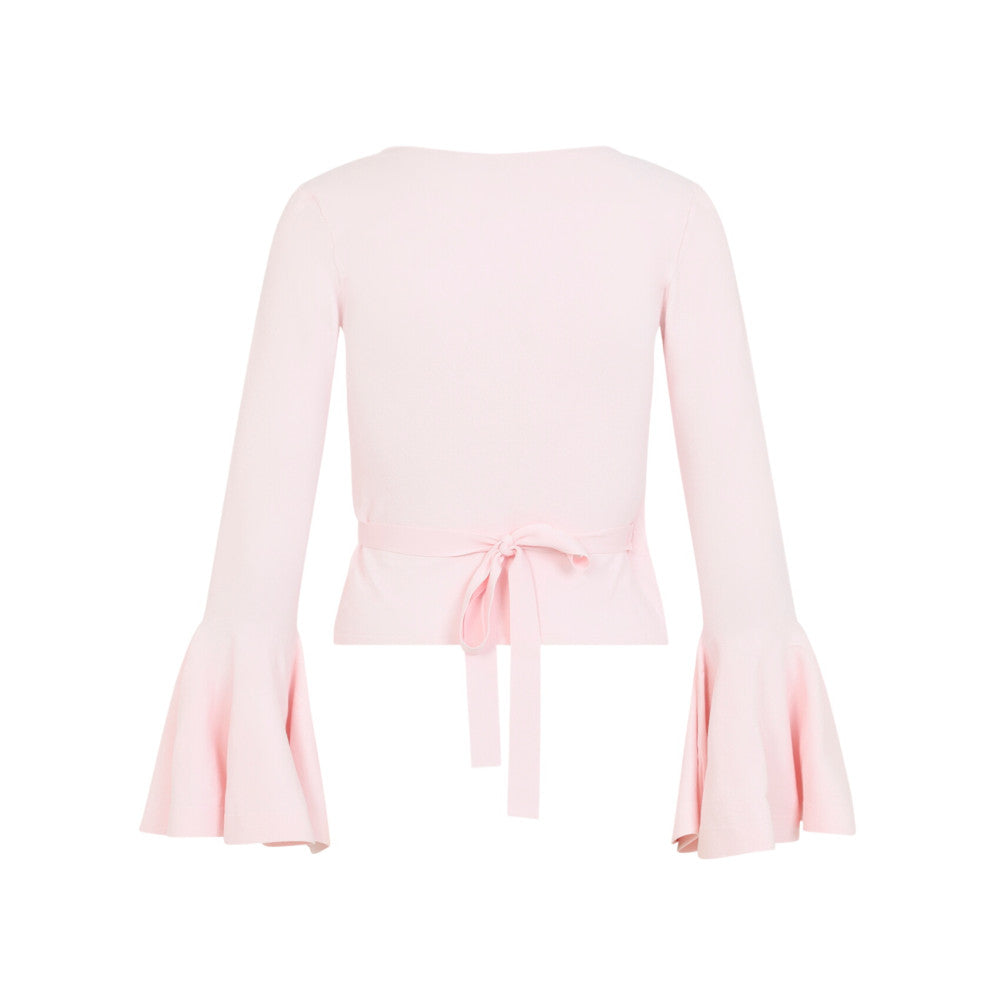 Light Pink Solid V Neck Sweater 2