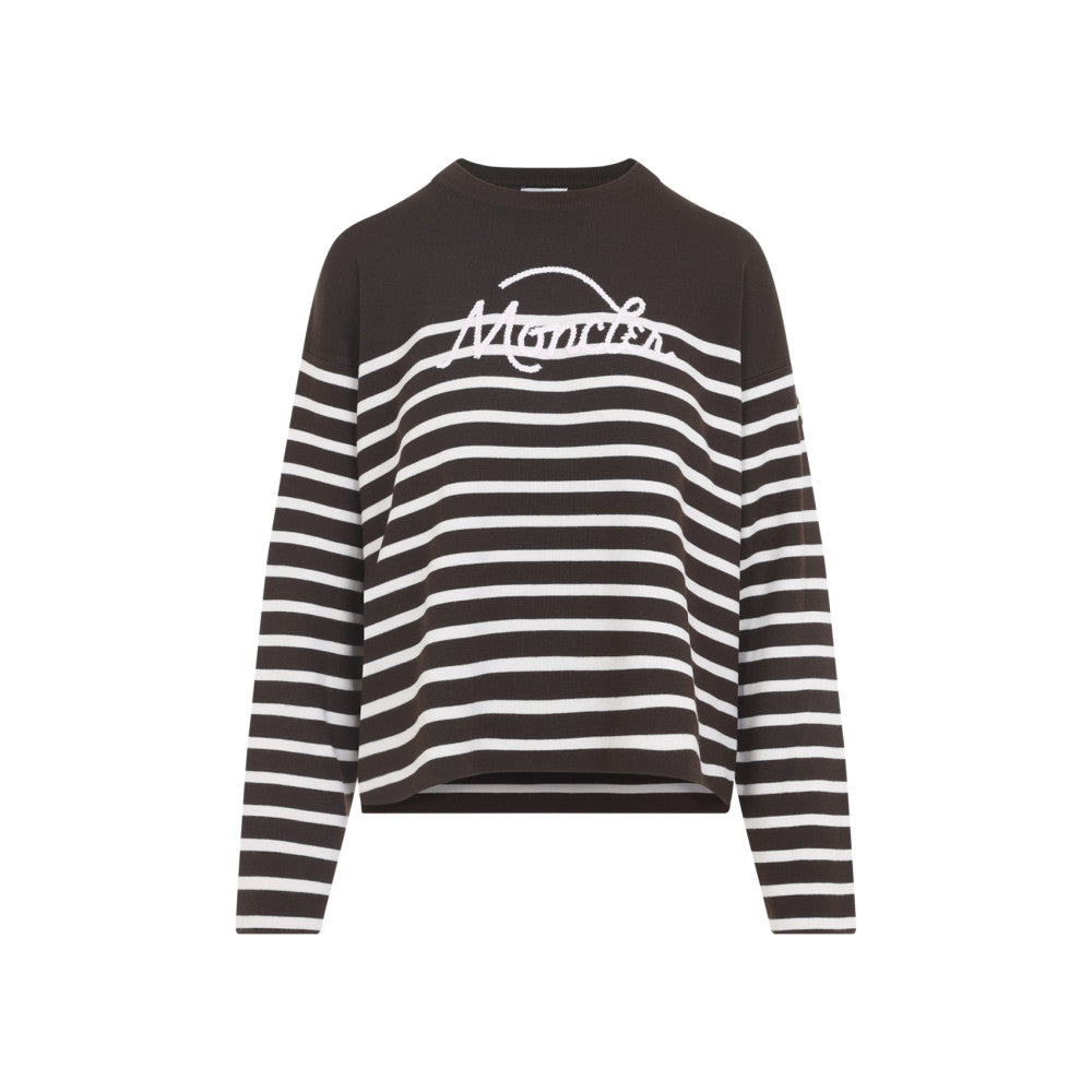 Brown Stripes Crew Neck Sweater 1