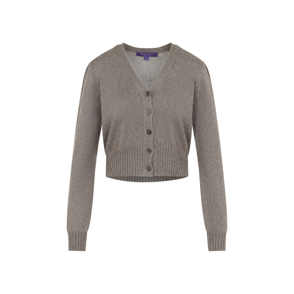 Grey Solid V Neck Cardigan 1