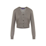 Grey Solid V Neck Cardigan 1