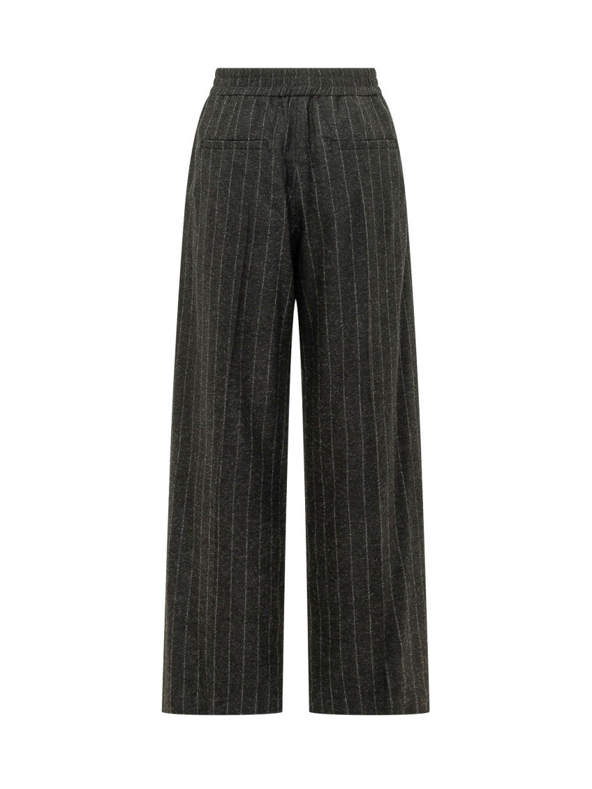 Black Relaxed Stripes Elasticated Pants 2