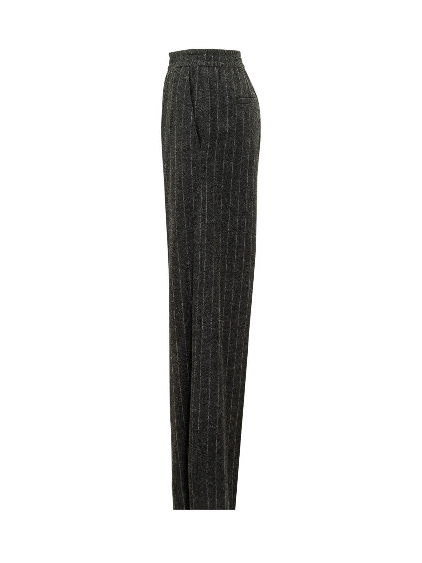 Black Relaxed Stripes Elasticated Pants 3
