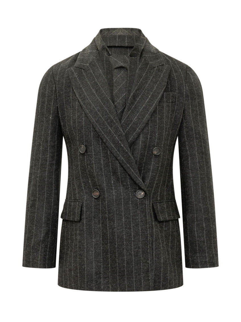 Black Stripes Shawl Lapel Blazer 1
