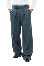 Blue Relaxed Pleated Pants 1