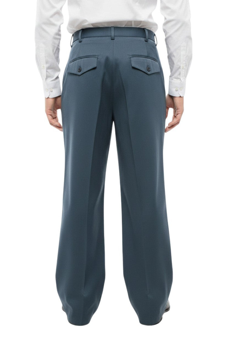 Blue Relaxed Pleated Pants 2