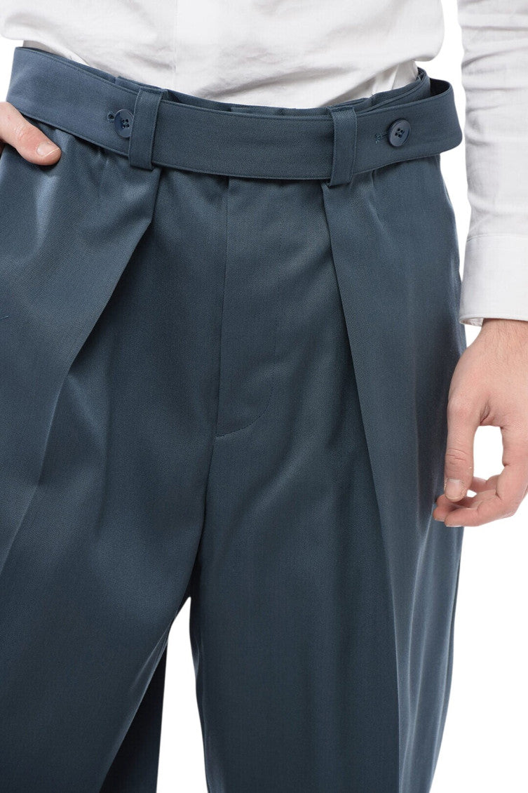 Blue Relaxed Pleated Pants 3