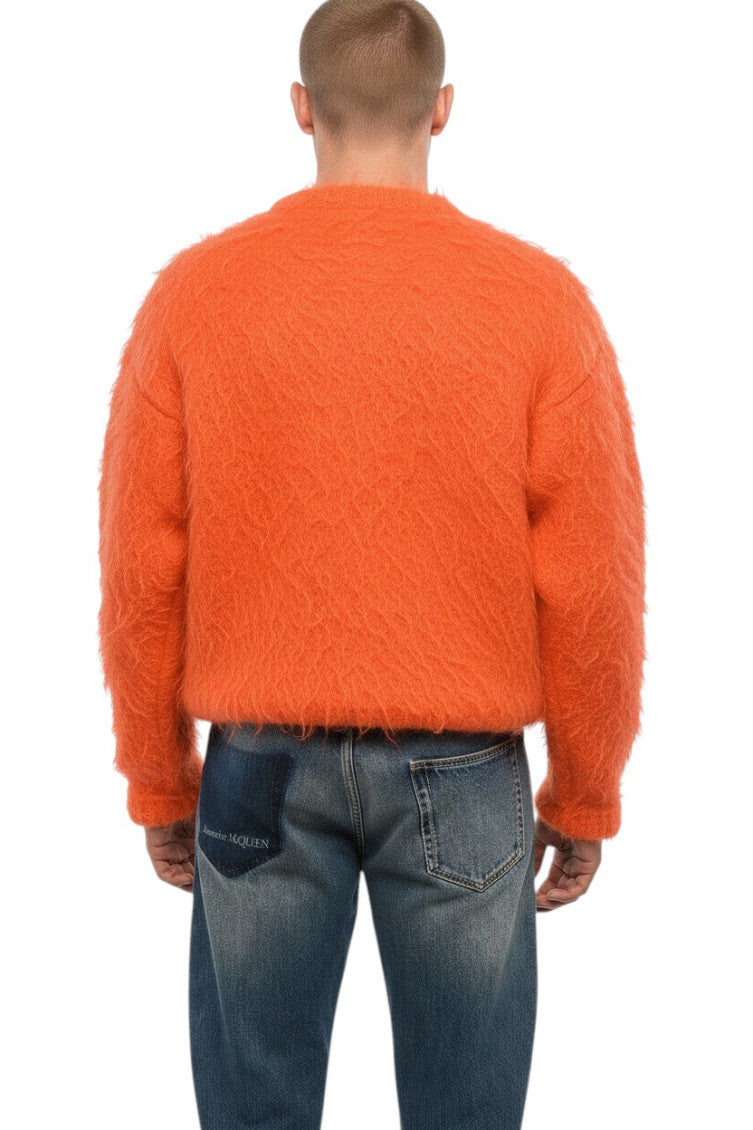 Orange Knitted Crew Neck Sweater 2