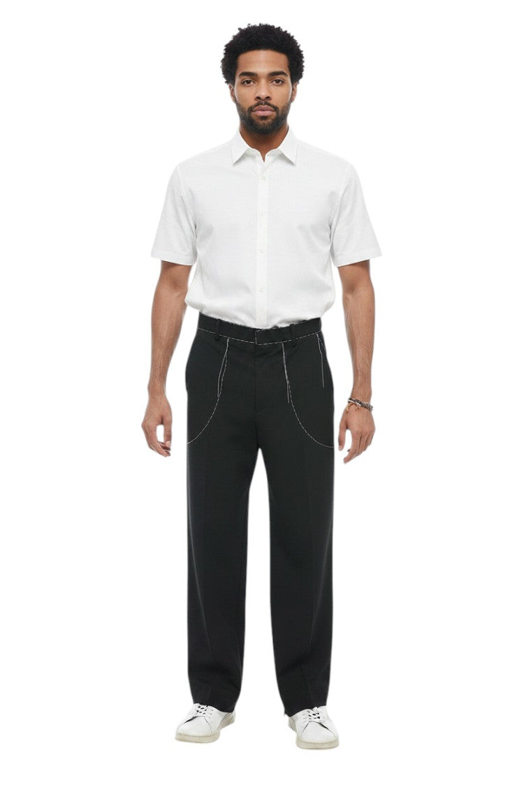 Black Tailored Solid Trousers 1