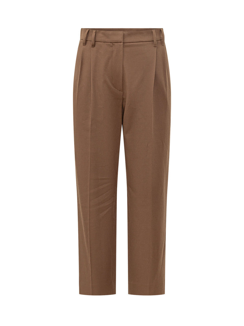 Brown Tailored Flat Front Pants 1