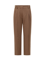 Brown Tailored Flat Front Pants 1