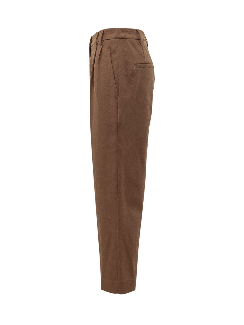Brown Tailored Flat Front Pants 3