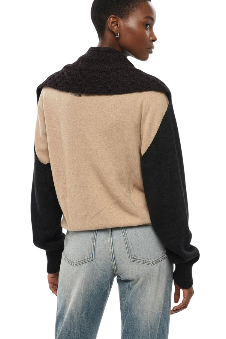 Black Knitted Shawl Neck Shrug 2