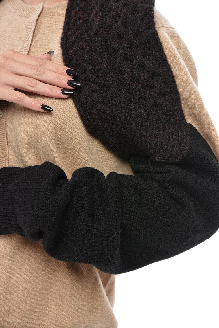 Black Knitted Shawl Neck Shrug 3