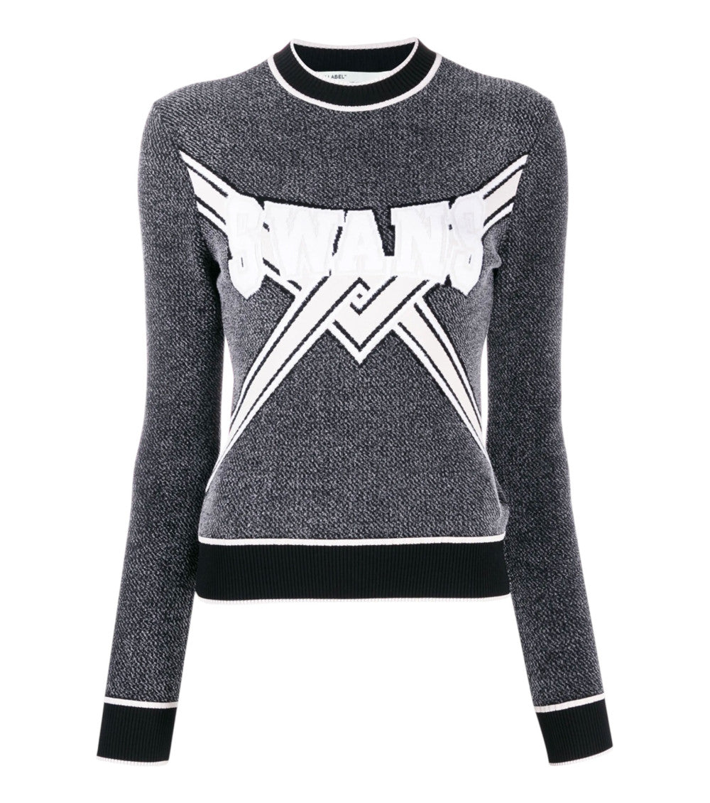 Black Graphic Round Neck Sweater 1