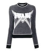 Black Graphic Round Neck Sweater 1