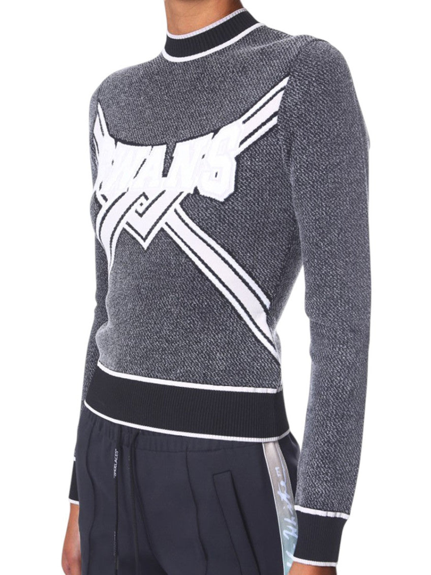 Black Graphic Round Neck Sweater 2
