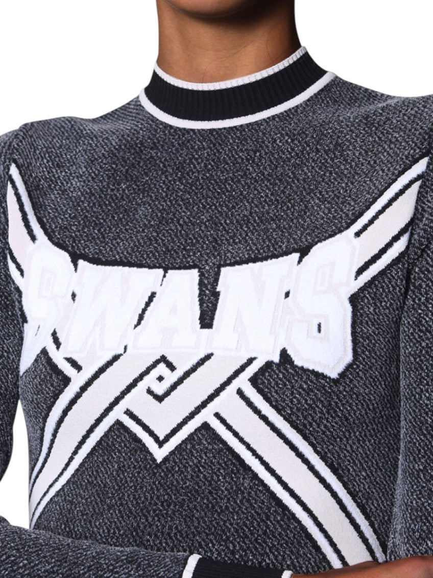 Black Graphic Round Neck Sweater 4