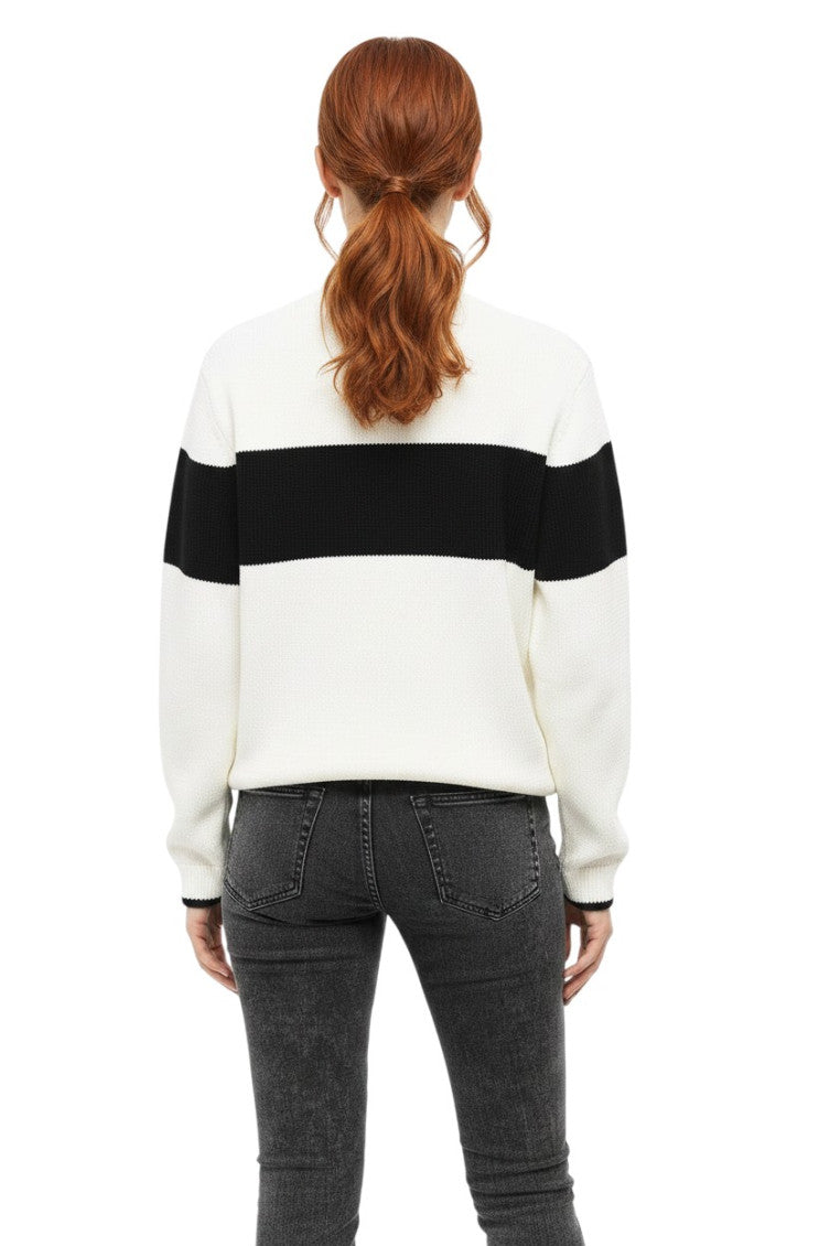 BlackWhite Stripes Crew Neck Sweater 2