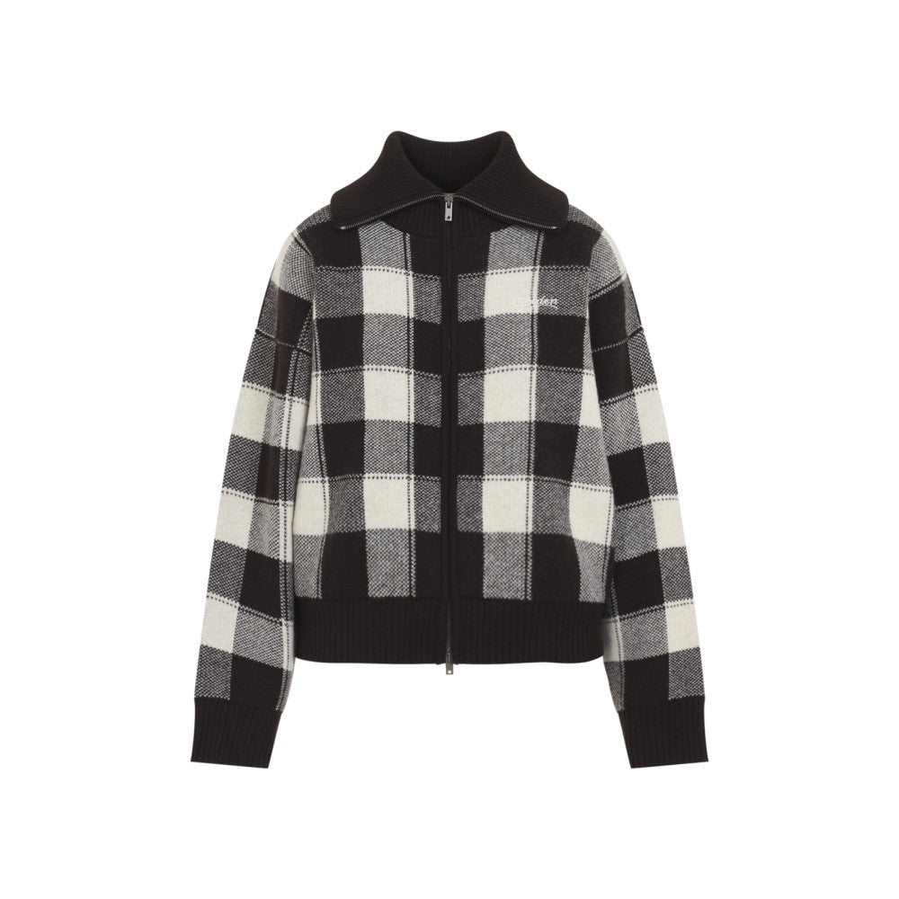 Grey Checks Shirt Collar Sweater 1
