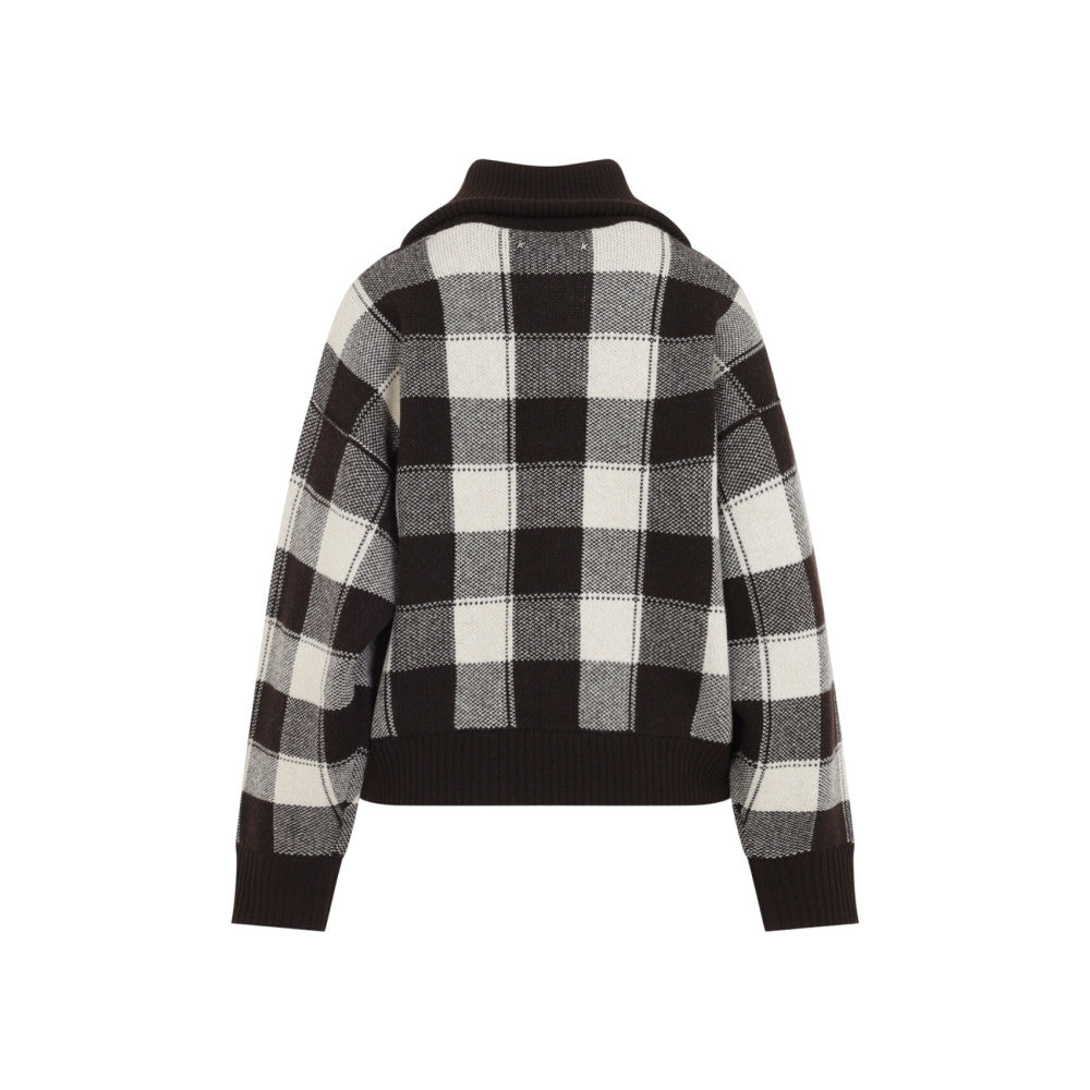 Grey Checks Shirt Collar Sweater 2