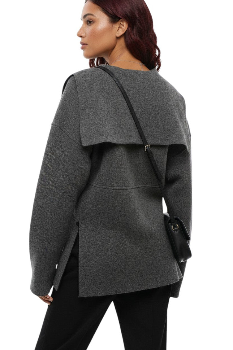 Grey Solid V Neck Sweater 2