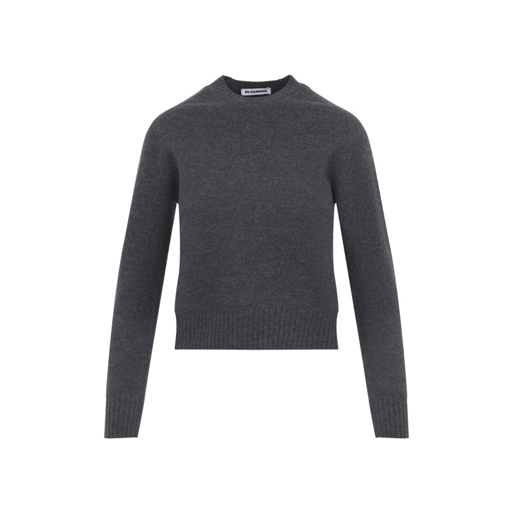Grey Solid Crew Neck Sweater 1