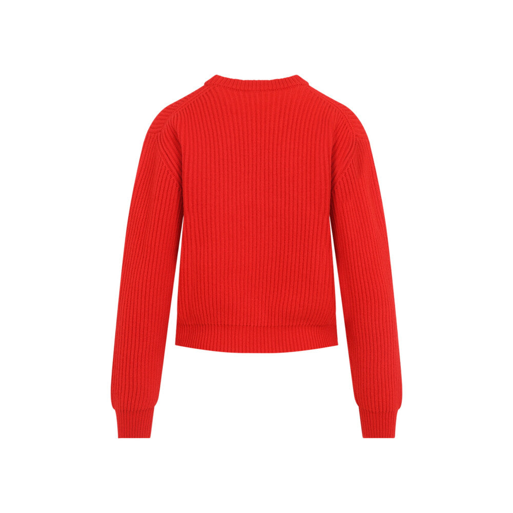 Red Knitted Crew Neck Sweater 2