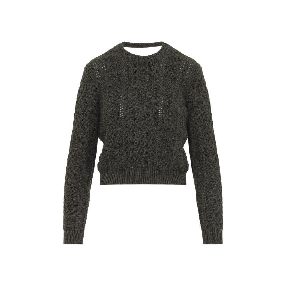 Green Knitted Crew Neck Sweater 1