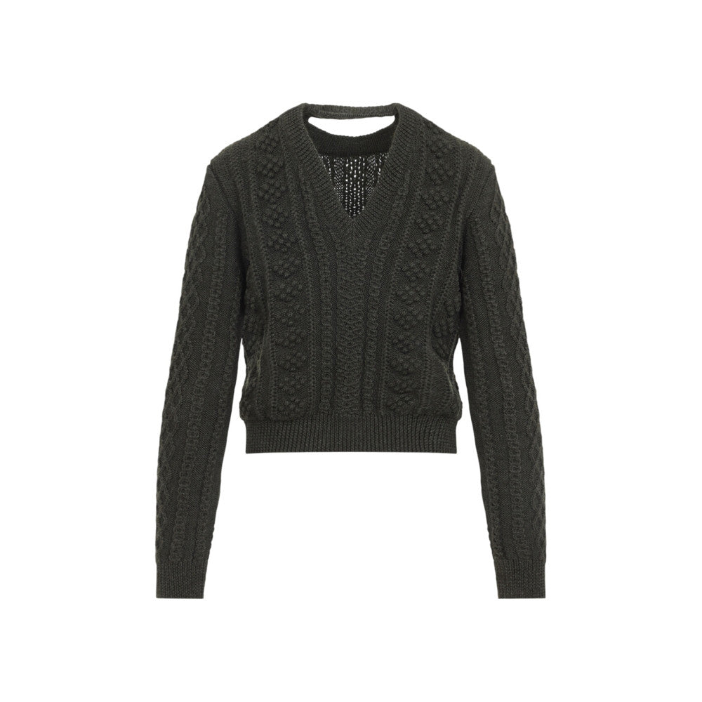 Green Knitted Crew Neck Sweater 2