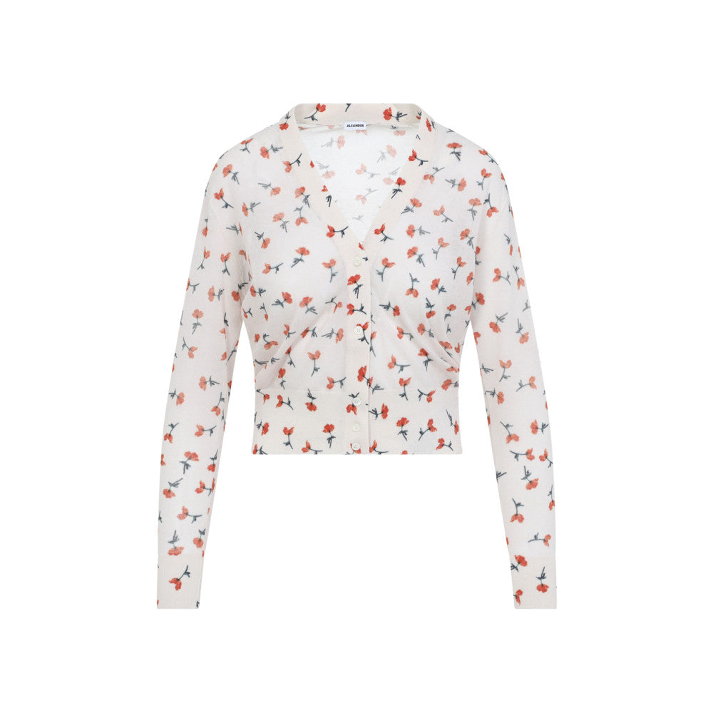 Pink Floral V Neck Sweater 1