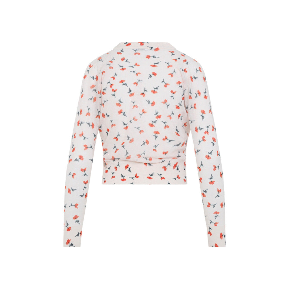 Pink Floral V Neck Sweater 2