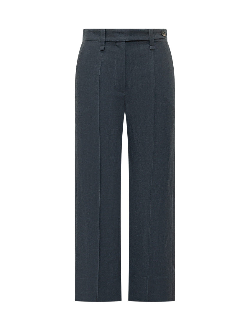 Blue Straight Flat Front Pants 1