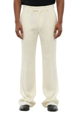 White Flared Flat Front Trousers 1