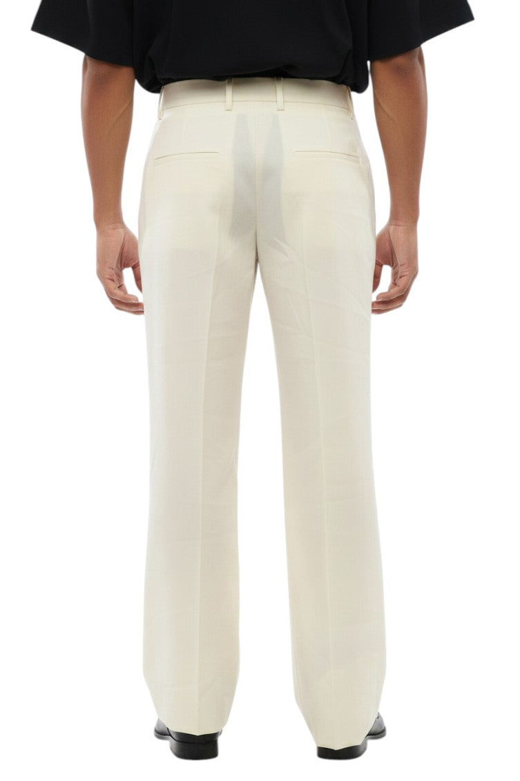 White Flared Flat Front Trousers 2