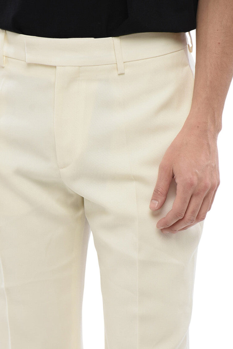White Flared Flat Front Trousers 3