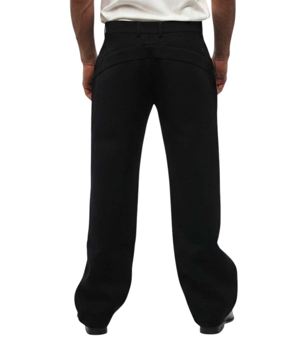 Black Straight Solid Trousers 2