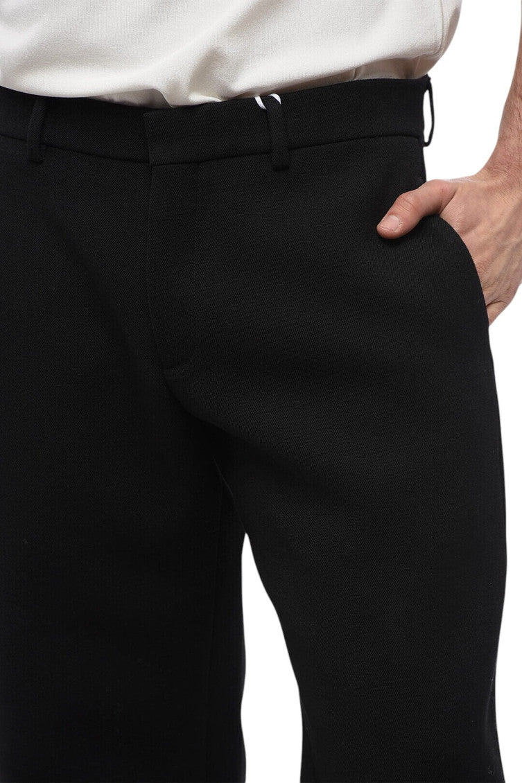Black Straight Solid Trousers 3